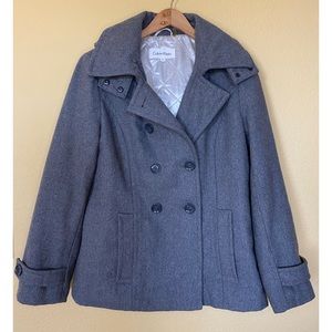 Calvin Klein Classic Charcoal Grey Double Breasted Peacoat | Women's Size 12